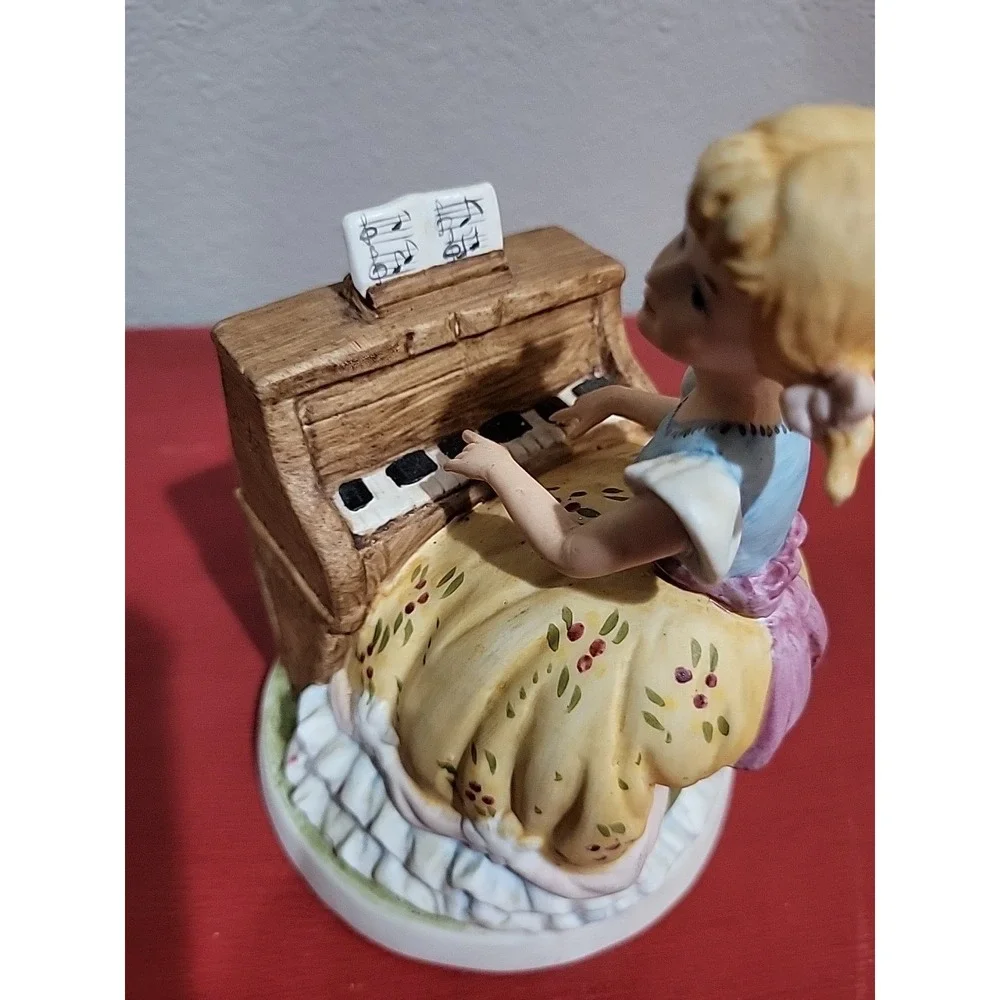 Hand Painted Vintage Lefton Porcelain Girl at Piano 